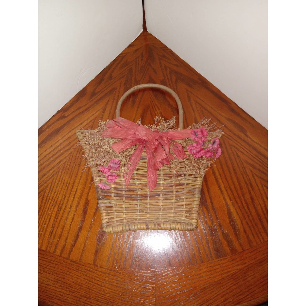 Vintage wicker wall hanging decor.
